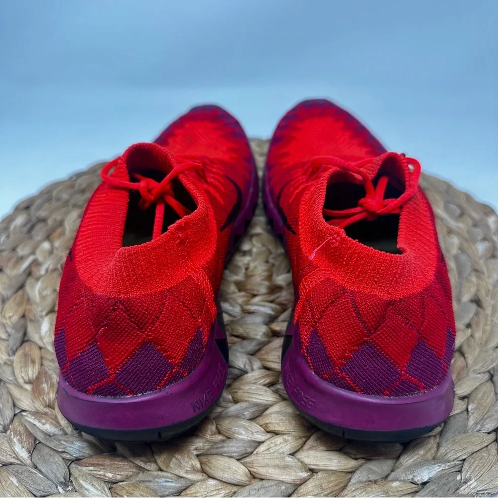 Nike Free 3.0 Flyknit Running Shoes Bright Crimson University Red Size 7 Women's - Picture 7 of 9